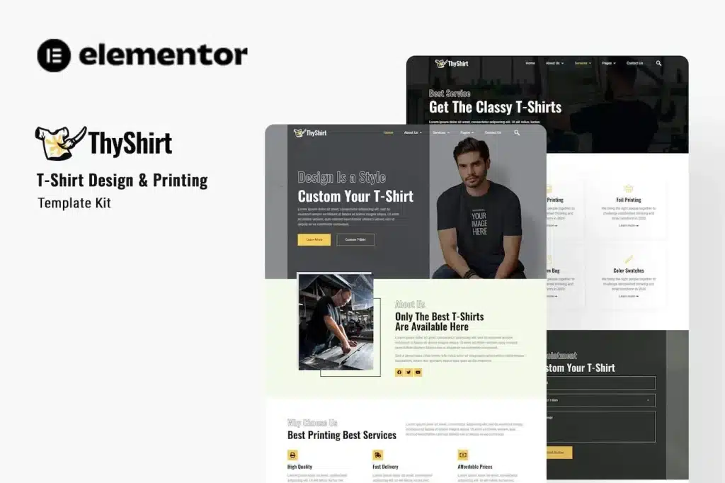 Thyshirt Tshirt Design And Printing Elementor Template Kit