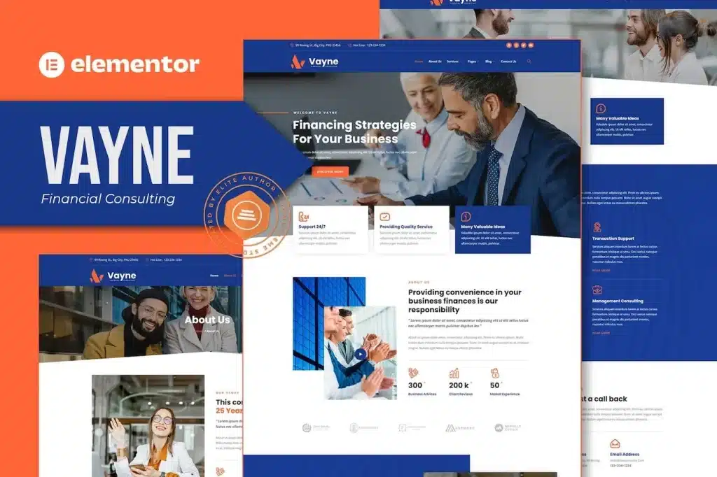 Vayne Financial Consulting Elementor Template Kit