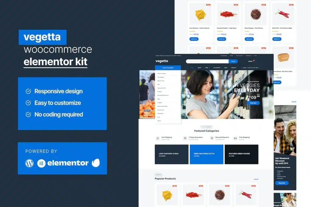 Vegetta Supermarket Multipurpose Woocommerce Elementor Kit