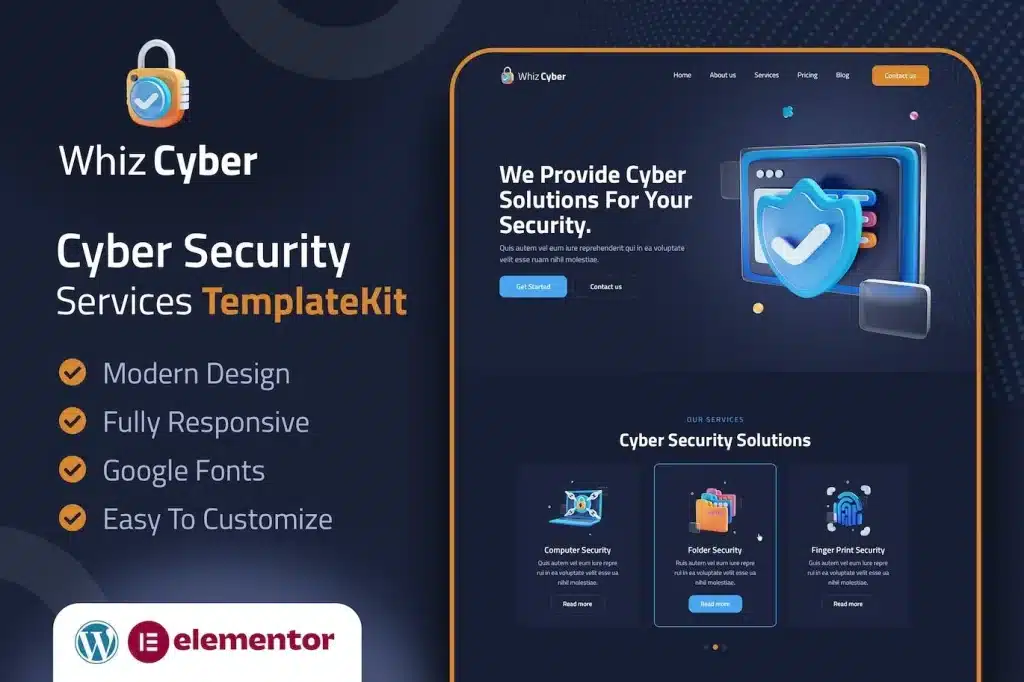 Whizcyber Cyber Security Elementor Template Kit