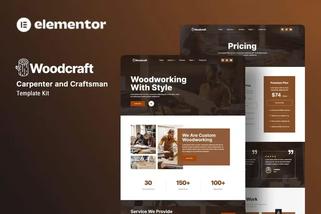 Woodcraft Carpenter & Craftsman Elementor Template Kit