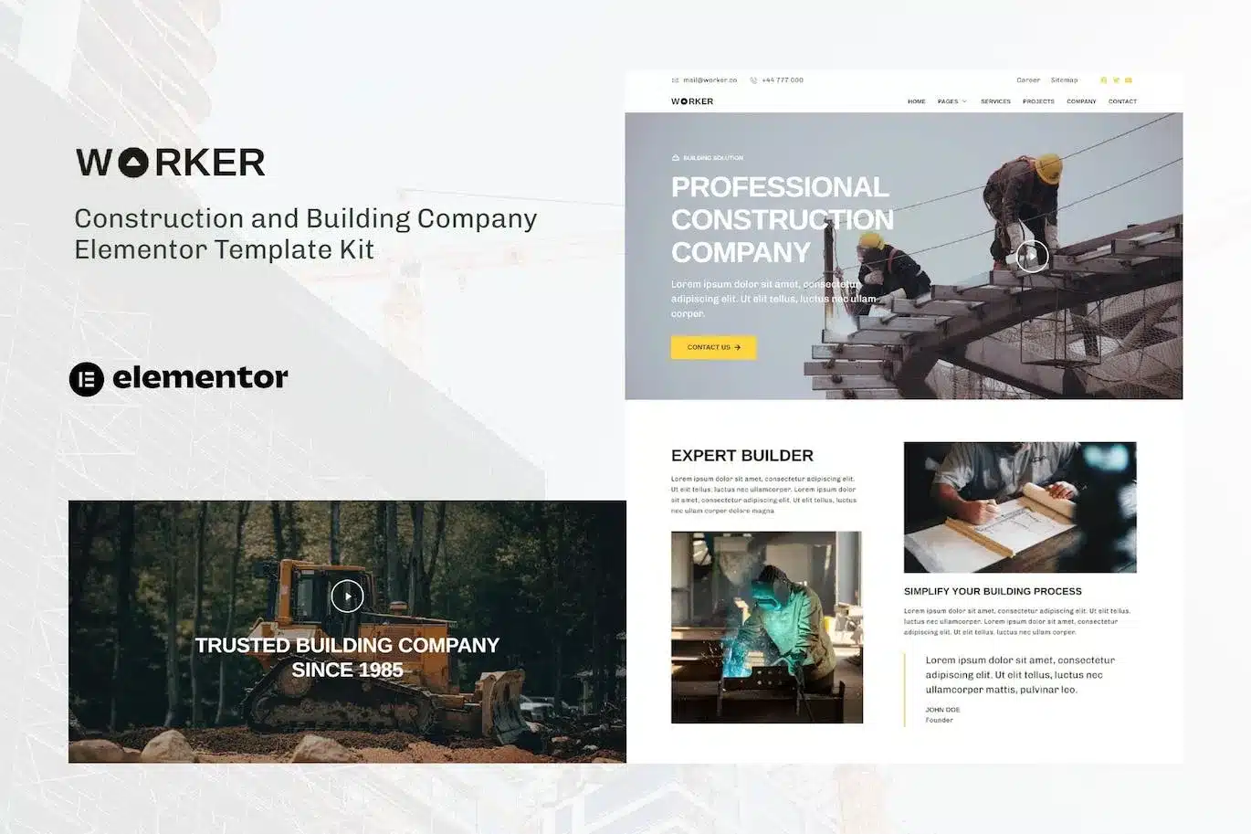Worker Construction & Building Company Elementor Template Kit