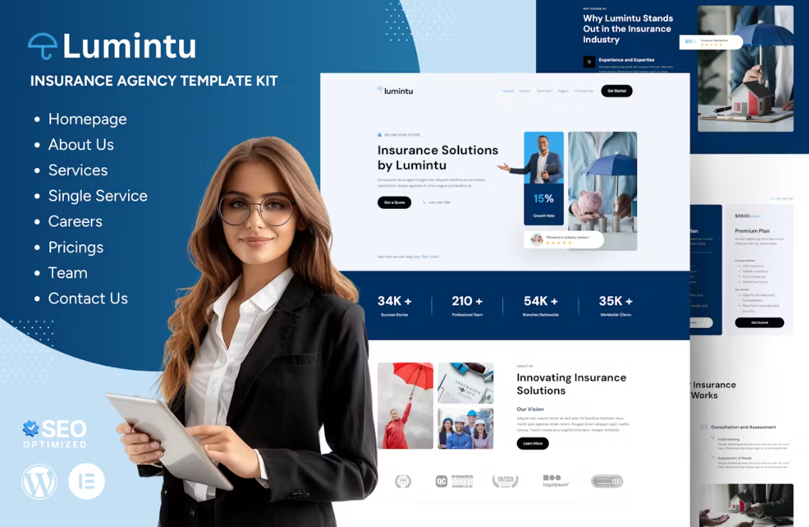 Lumintu – Insurance Agency Elementor Template