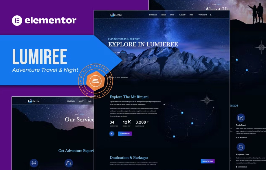 Lumieree – Adventure Travel & Night Camping Elementor Template